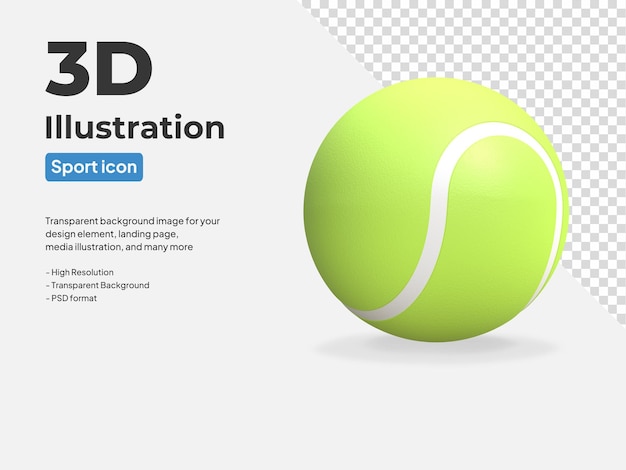 Icono de deporte de pelota de tenis 3d rindió la ilustración