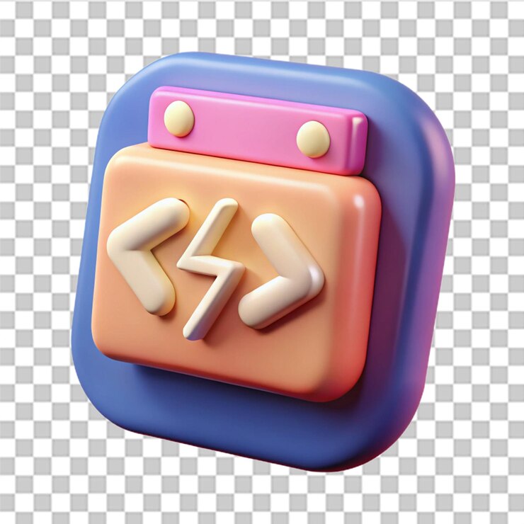 PSD icono de desarrollo de lenguaje de codificación en fondo rosa concepto de desarrollador de software de dibujos animados mínimos sytle ilustración de renderización 3d