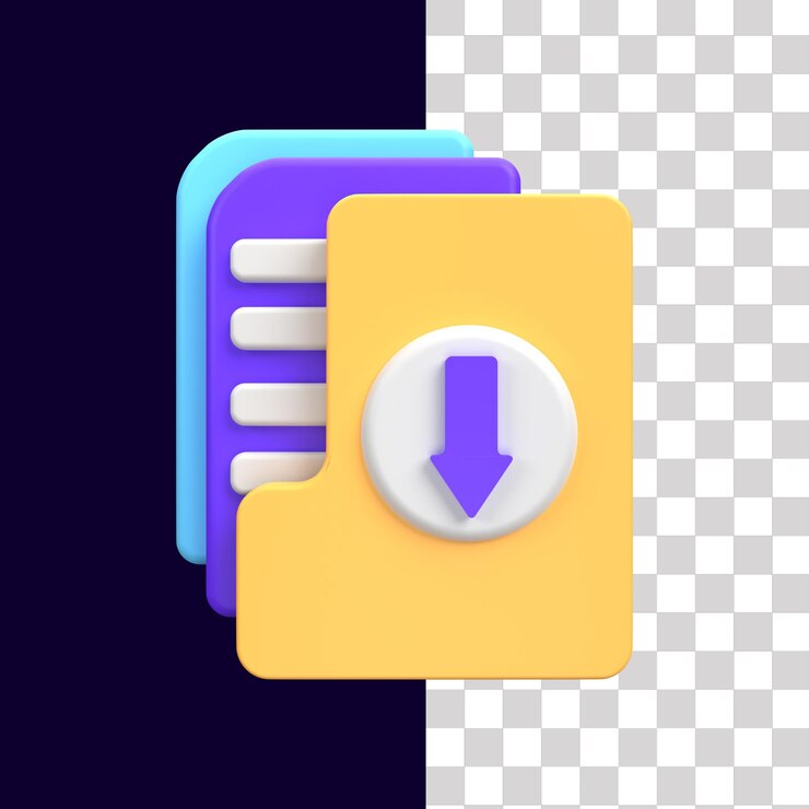 PSD icono de descarga de datos en 3d