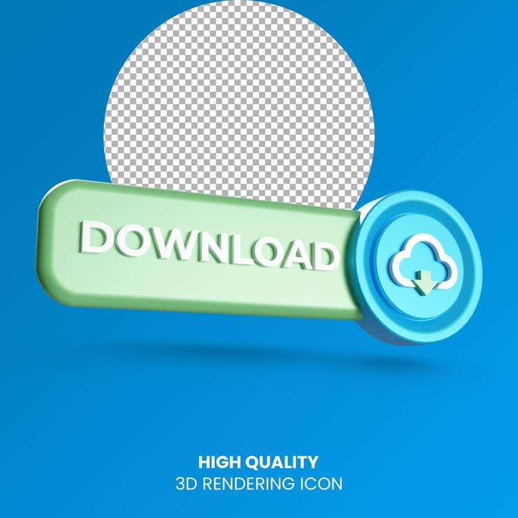 Icono de descarga de renderizado realista 3D