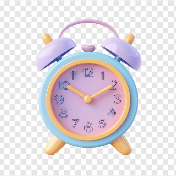 PSD el icono del despertador en 3d es un dibujo animado minimalista aislado sobre un fondo transparente