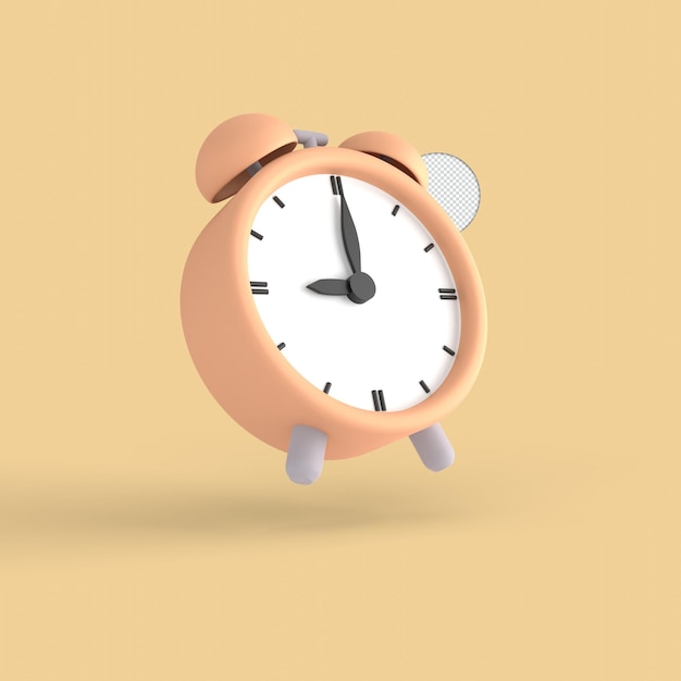 Icono de despertador aislado 3d renderizar ilustración