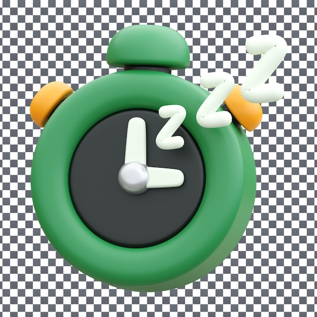Ícono de despertador PSD 3D en fondo aislado y transparente