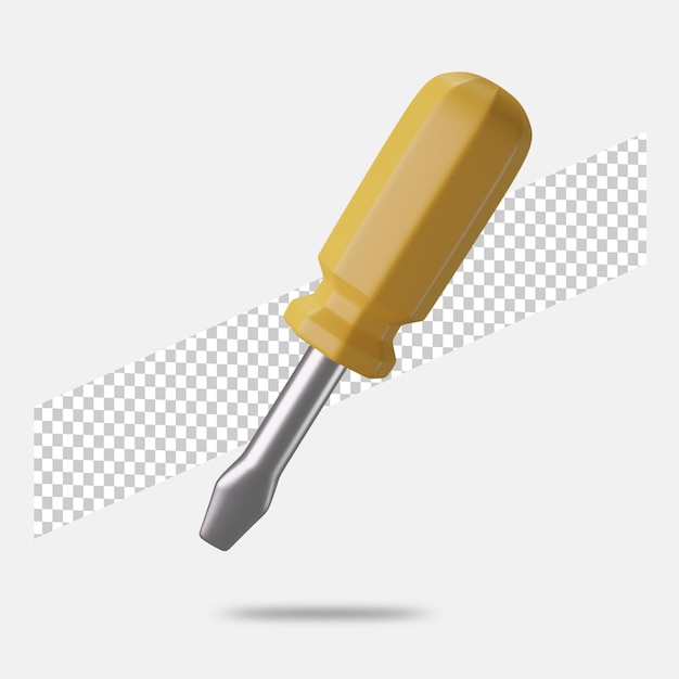 Icono de destornillador de render 3D aislado