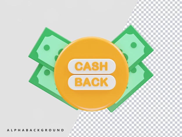 Icono de devolución de dinero elemento de ilustración de renderización 3D