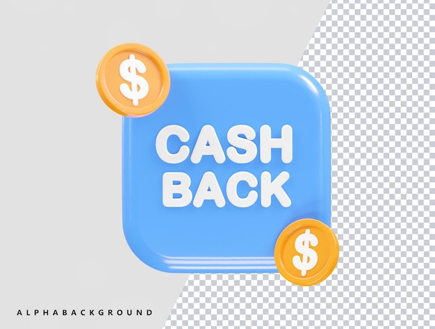 Icono de devolución de dinero elemento de ilustración de renderización 3D