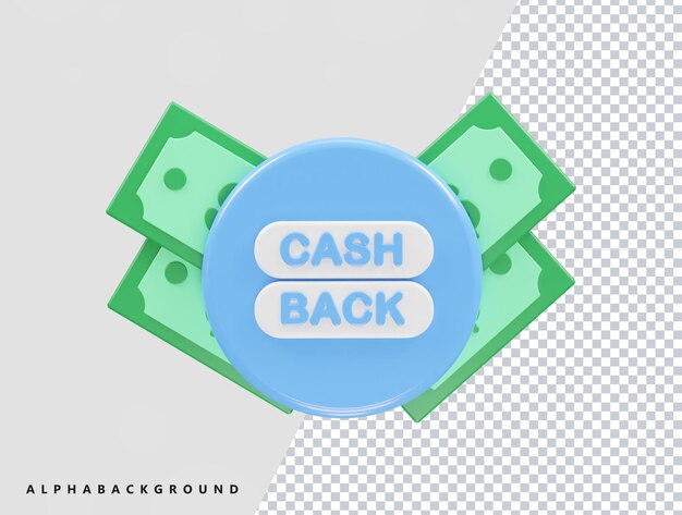 Icono de devolución de dinero elemento de ilustración de renderización 3D