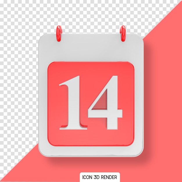 Icono de día de calendario rojo 3d