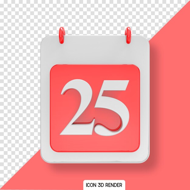 Icono de día de calendario rojo 3D