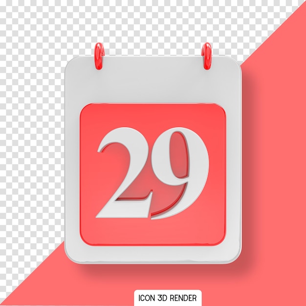 Icono de día de calendario rojo 3d