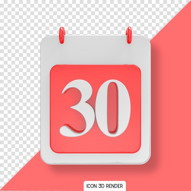 Icono de día de calendario rojo 3d
