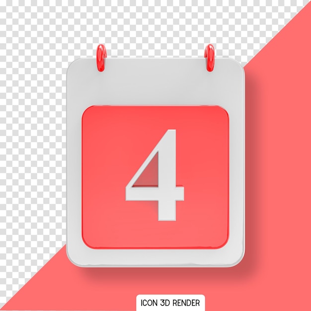 Icono de día de calendario rojo 3D
