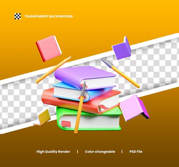 El icono del Día Mundial del Libro Ilustración 3D o el icono del día del libro Render 3D o la aplicación del día mundial del libro Icon 3D Render