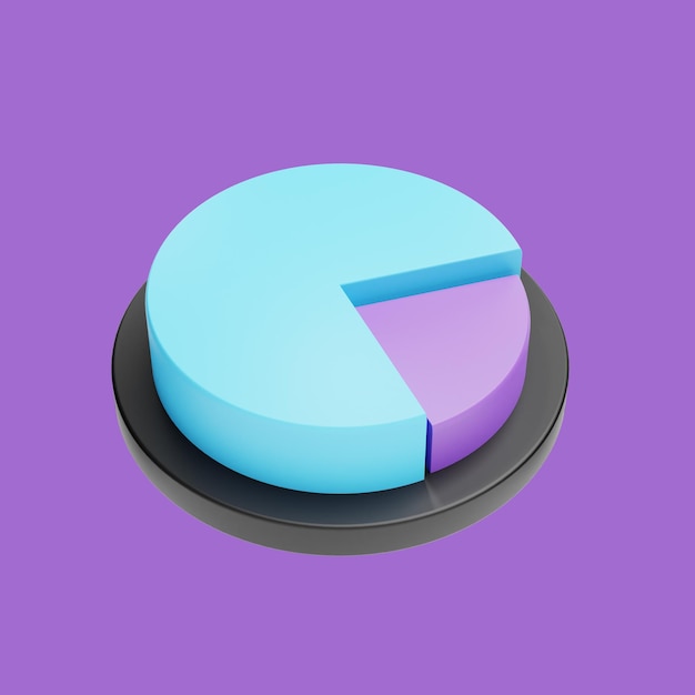 Icono de diagrama de círculo 3d mínimo sobre fondo púrpura representación 3d