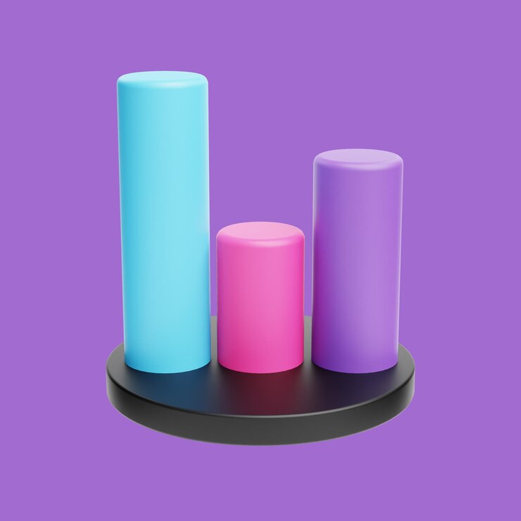 PSD icono de diagrama de tubo 3d mínimo sobre fondo púrpura representación 3d