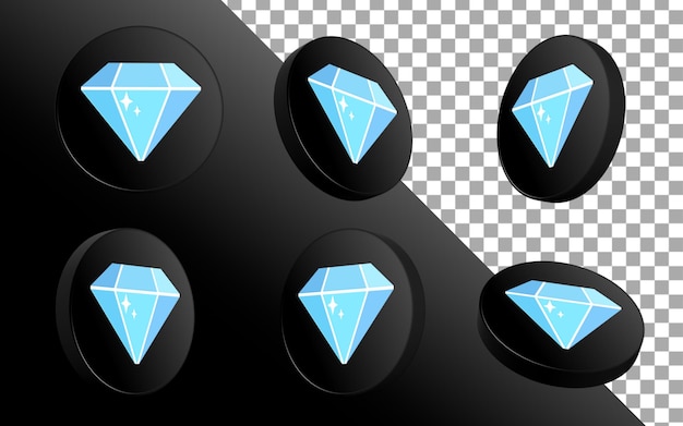 icono de diamante 3d de plástico ilustración de renderización Conjunto