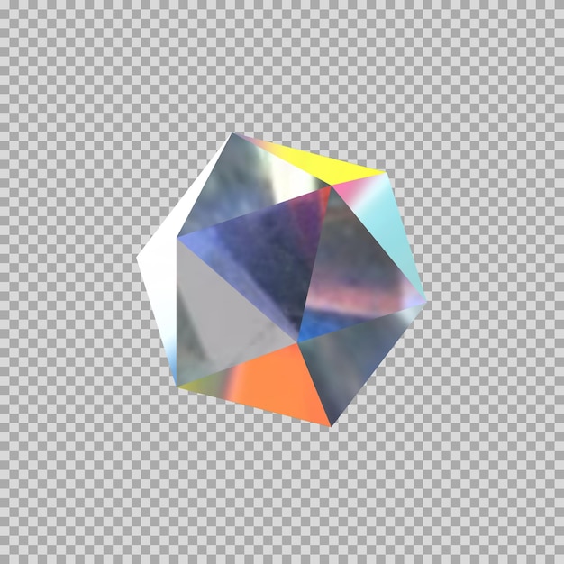 PSD icono de diamante dinámico de icosahedro en 3d