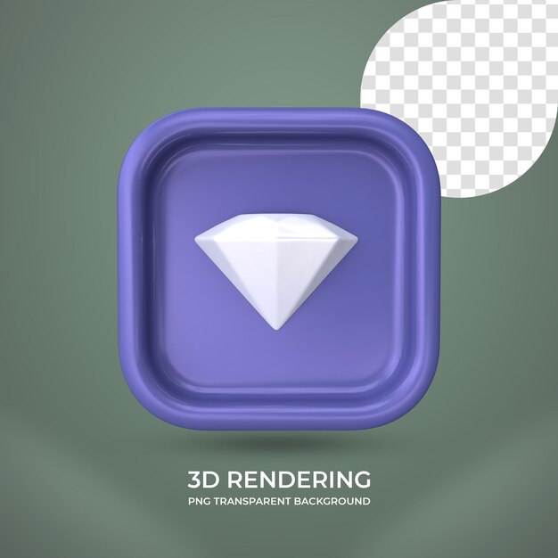 Icono de diamante Representación 3d aislado fondo transparente