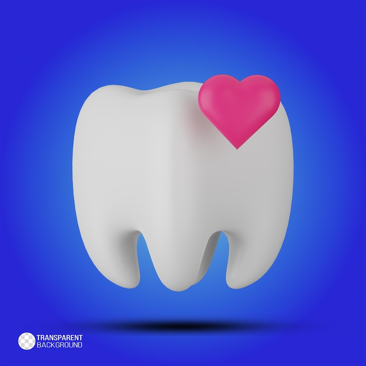 PSD el icono del diente 3d el amor aislado