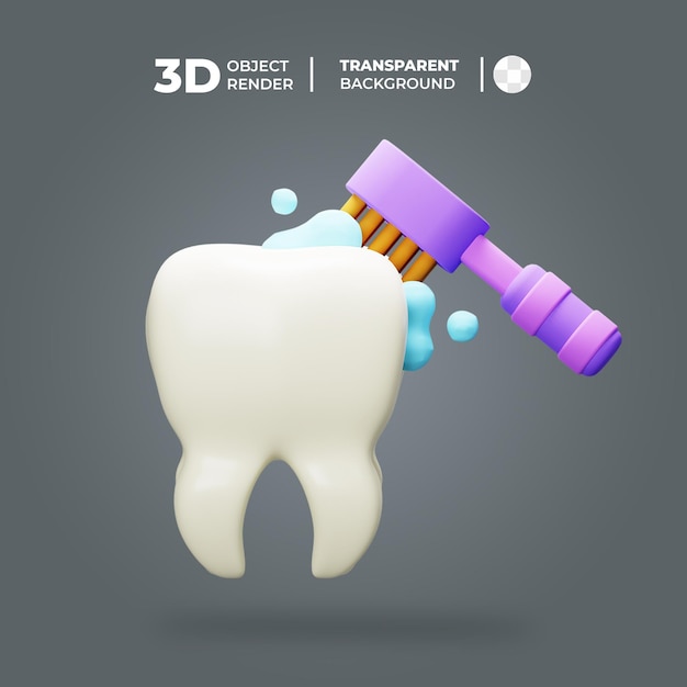 Icono de diente de limpieza 3D