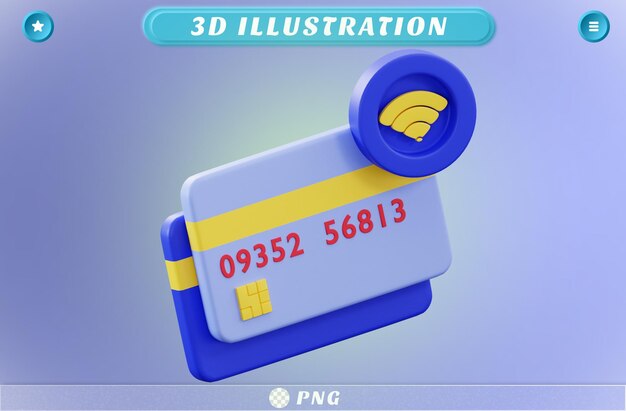 PSD icono digital de la tarjeta de cajero automático en 3d