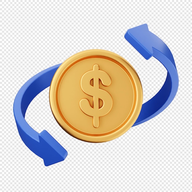 El icono del dinero de la moneda de dólar 3D