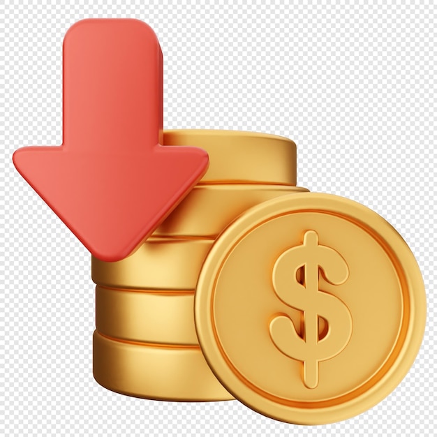 El icono del dinero de la moneda de dólar 3D
