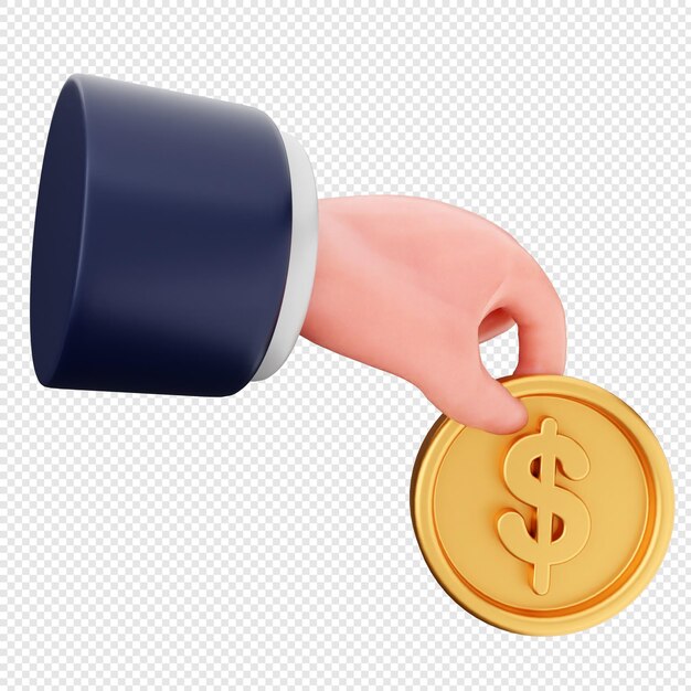 El icono del dinero de la moneda de dólar 3D