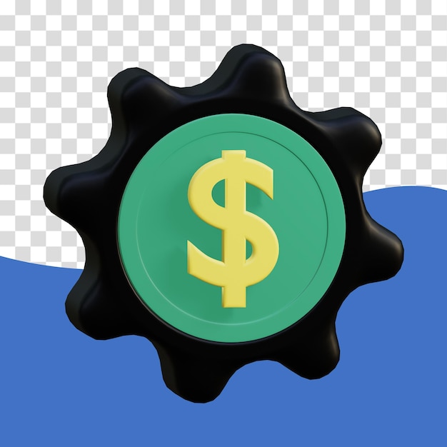 Icono de dinero de moneda de renderizado 3d