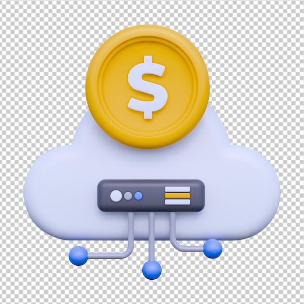 Icono de dinero en la nube 3d