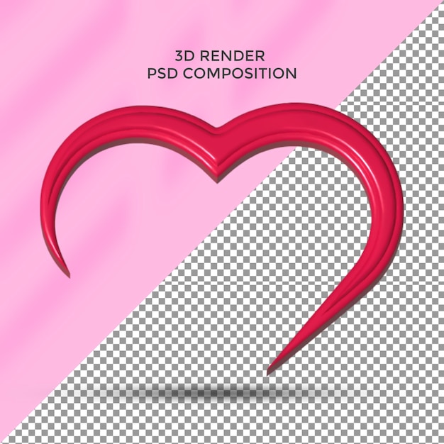 PSD icono de diseño 3d realista símbolo del corazón amor