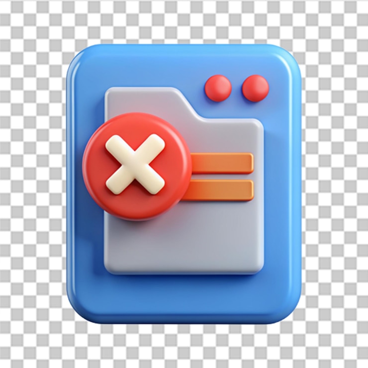 PSD icono de documento 3d con cruz en la computadora concepto incorrecto símbolo para el vector rechazado tendente y moderno en estilo 3d