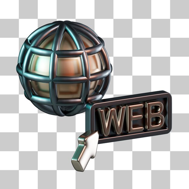 PSD icono de dominio web y cursor 3d