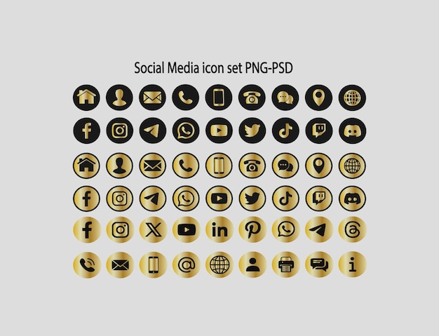 El icono dorado de los medios sociales en formato PNGPSD