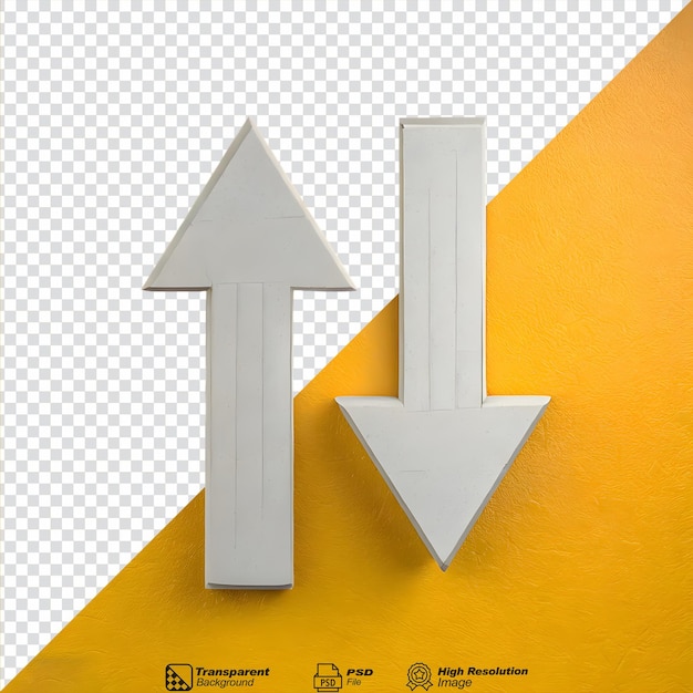 Icono de dos flechas direccionales hacia abajo símbolo aislado en fondo transparente