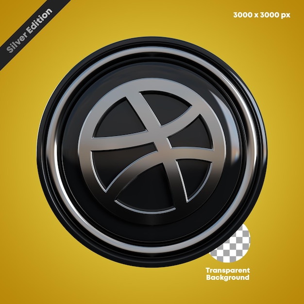 Icono de Dribbble 3D de redes sociales