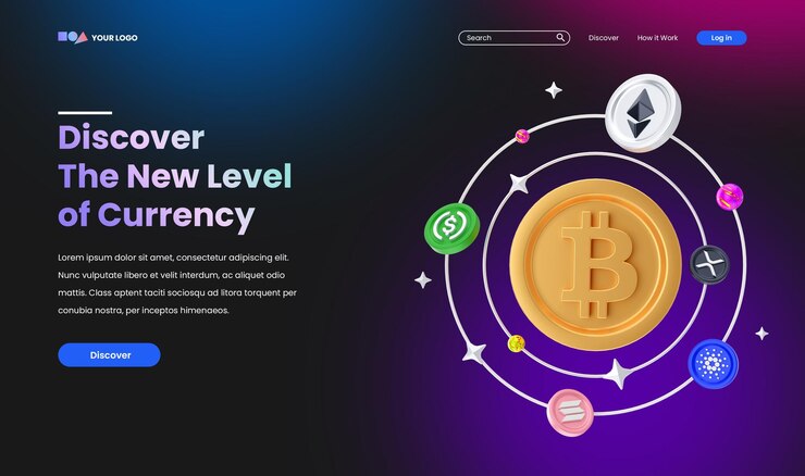 PSD ícono e ilustración de moneda de moneda digital criptográfica 3d para ilustración web de marketing digital