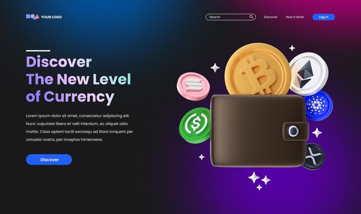PSD ícono e ilustración de moneda de moneda digital criptográfica 3d para ilustración web de marketing digital