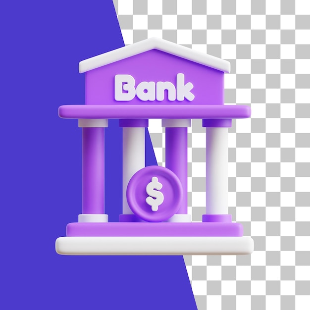 PSD icono de edificio de banco 3d