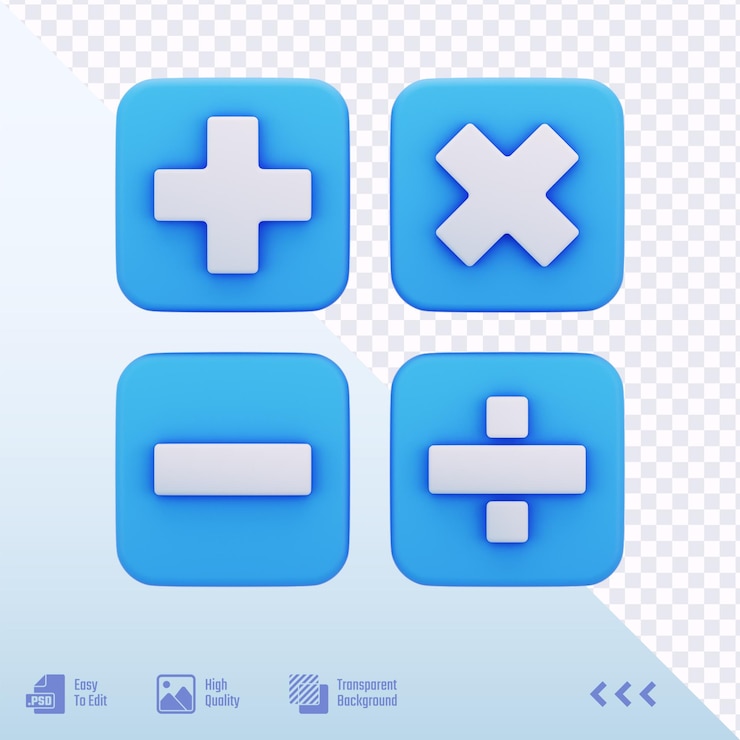 PSD icono de educación de operaciones matemáticas en renderizado 3d minimalista