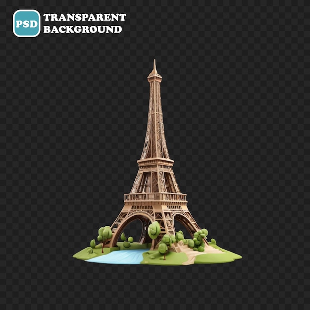 Icono de eiffel aislado ilustración de renderizado 3d