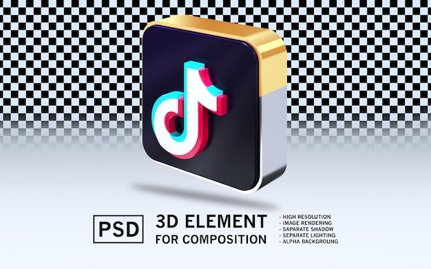 El icono del elemento de renderización 3d Sosmed tiktok
