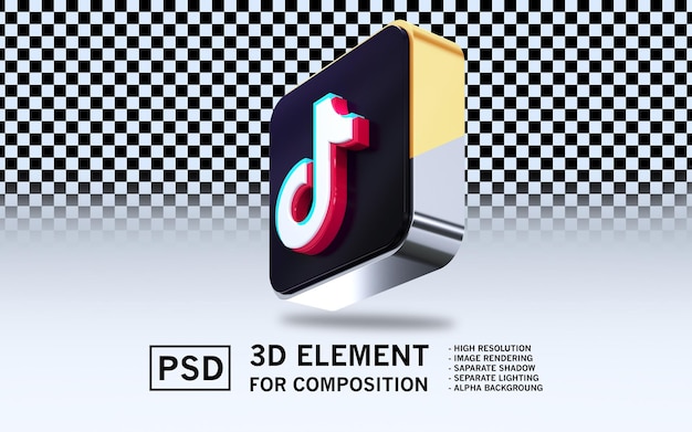 El ícono del elemento de renderización 3D Tiktok