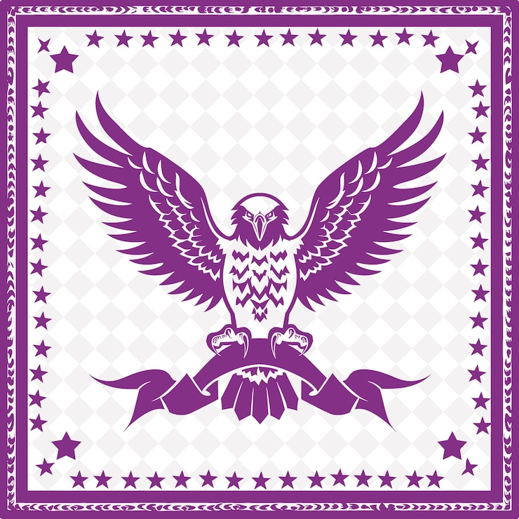 PSD icono emblema en vuelo con frontera patriótica águila majestuosa ilustración águila diseño artístico vectorial de animales
