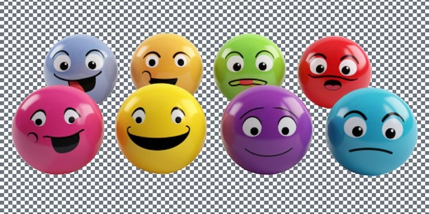 PSD el icono del emoji de la cara sonriente en la ilustración 3d de fondo transparente