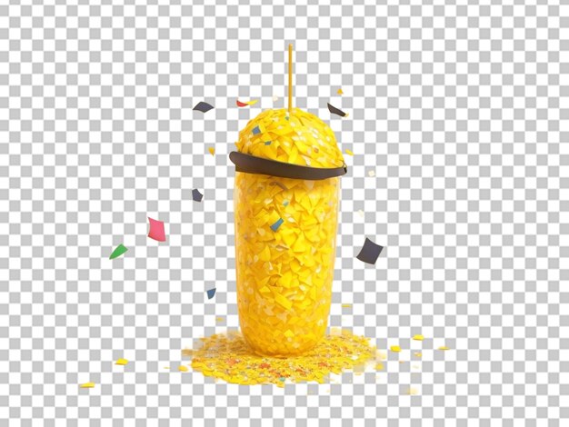 Icono de emoji de popper de fiesta amarillo con confeti