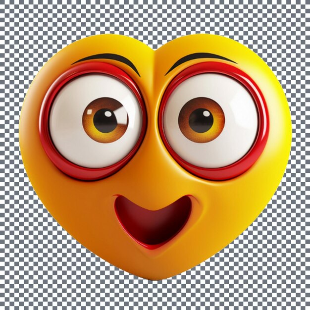 PSD icono de emoji sonriente en forma de corazón emoticon con ojos y boca ilustración 3d