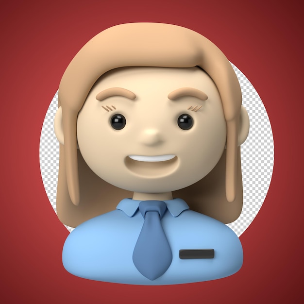 PSD icono de empleada de oficina avatar ilustración en 3d