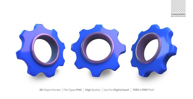 Icono de engranaje 3D como símbolo de configuración Mejorar optimizar el concepto de flujo de trabajo interrelacionado