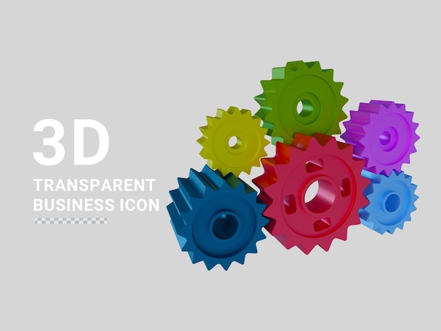 icono de engranaje de negocios con presentación 3d aislada